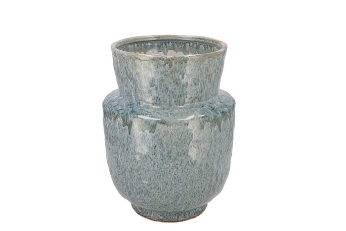 Iron Stone Blue Vase 21x21x27cm Nm