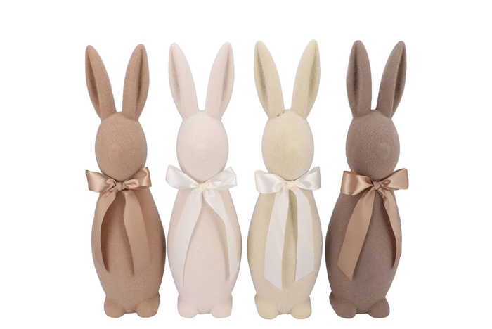 <h4>Easter Flock Natural Brown Bunny Bow Ass 14x14x42cm</h4>