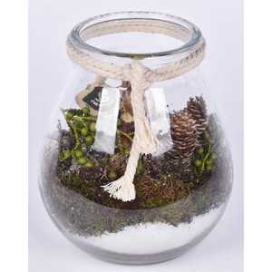 Glas bol met wit touw 22cm