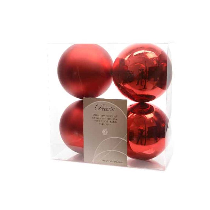 <h4>KERSTBAL PLASTIC 100MM 4PCS CHRISTMASRED</h4>