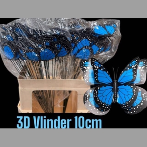 -DIV. 3 D VLINDER BLAUW OP STOK