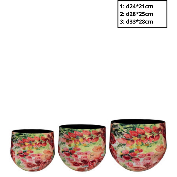 Metaal Rose pot S/3 d33*28cm