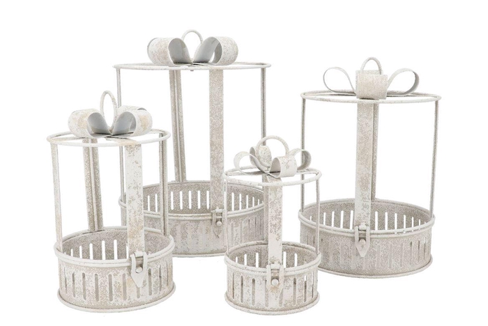 Kaya White Deco Bow S/4 25x34/20x30/15x26/12x21cm