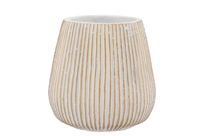 Stripes White Gold Pot 14x15cm Nm