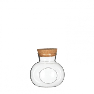 Glass Cork ballvase+hole d10*10cm