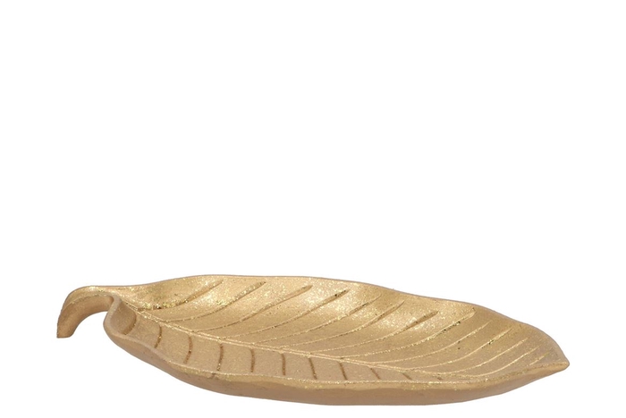 <h4>Wood Tray Leaf Curved Gold 29x18x3cm Nm</h4>