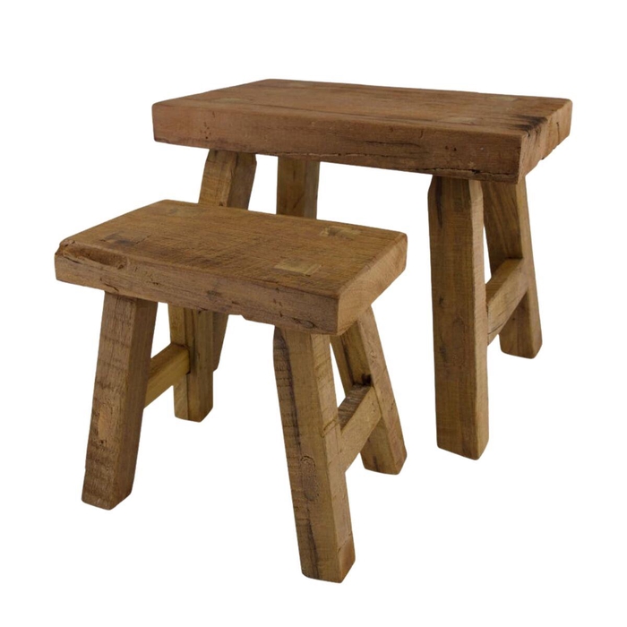 <h4>Homedeco Kruk hout  S/2 35*25*30cm</h4>