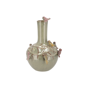 Bird Vase Moss Green Tube 26x33cm Nm