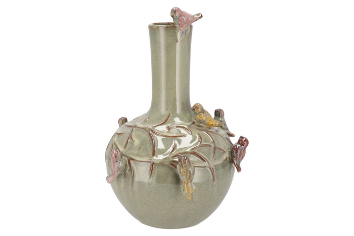 <h4>Bird Vase Moss Green Tube 26x33cm Nm</h4>