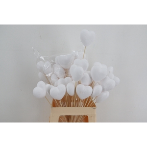 Stick Heart Flock White  7,5cm