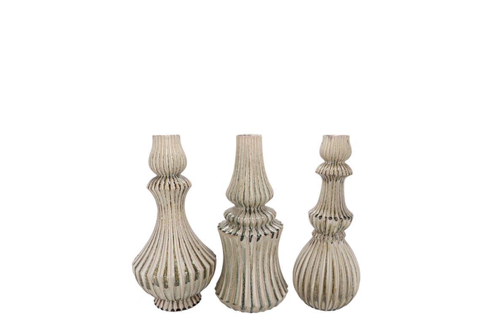 Mika Nordic Green Vase Curves Ass 13x25cm Nm