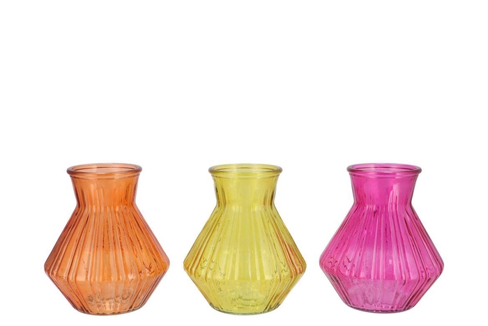 <h4>Roman Orange Mix Diamond Glass Vase Ass 15x17cm Nm</h4>