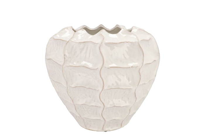 Lima White Vase Carve 27x27x23cm