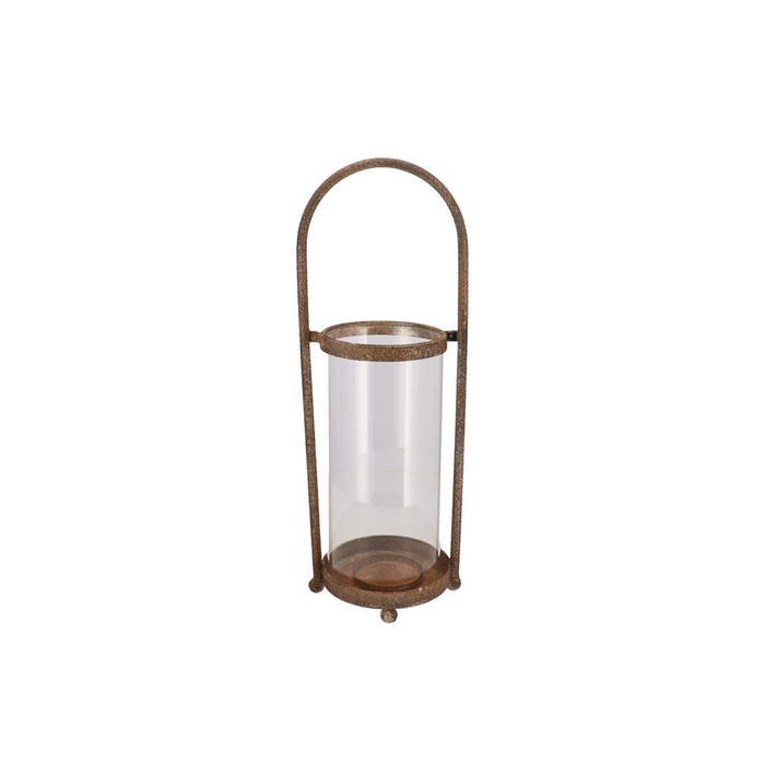 <h4>Kaya Bronze Candle Holder Glass Metal 18x16x49cm</h4>