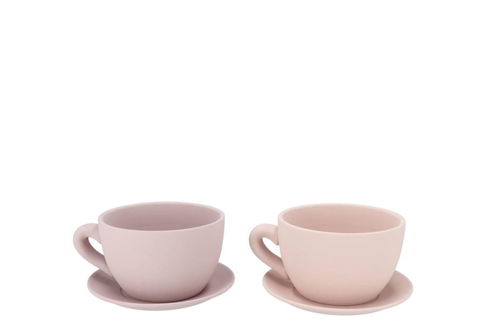 Chai Natural Pot Cup And Saucer Ass 19x15x10cm