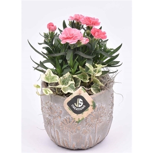 Cement pot bloemdecor 13,5cm