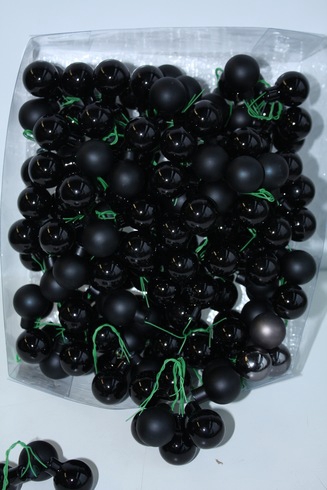 KERSTBAL GLASS 25MM BLACK ON WIRE 144PCS