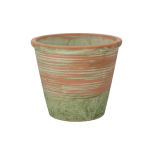 Cement Pot Oud Groen Rood 24x20cm