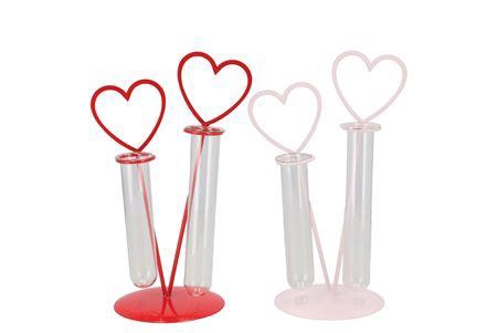 <h4>Xelly Red/pink Metal Rack Heart Vase Ass 14x10x22</h4>