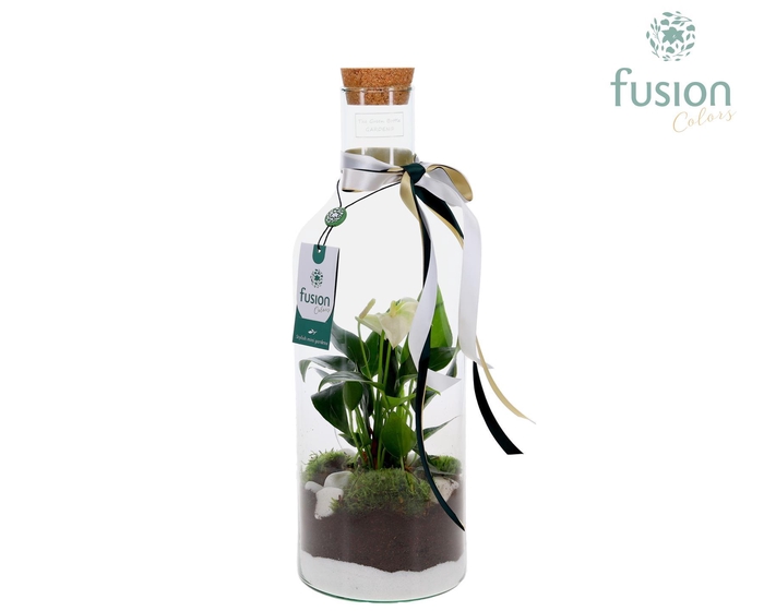 <h4>Green Bottle Fles Medium met arrangement</h4>