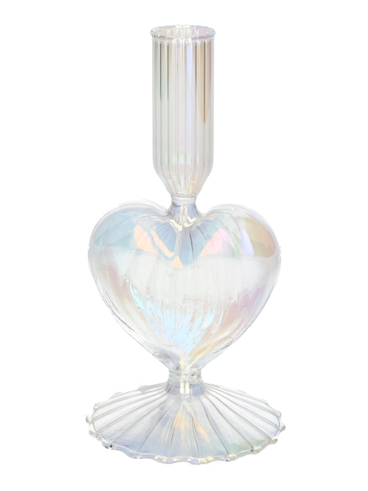 <h4>DF02-730701800 - Candle hldr Lovely 8.5x8.5x16.5 clear+ pearl</h4>