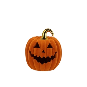 Autumn Flock Scottish Spice Pumpkin Face Led 13x13x14cm