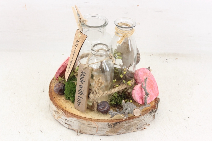<h4>arr2 MB - Hout schijf 3fles Hoog Hart</h4>