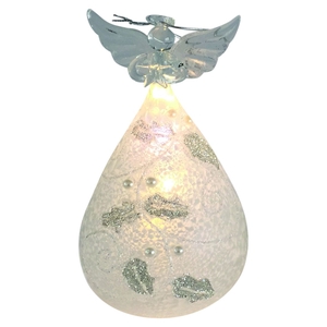 DF12-GF-15125 - Glassball angel 9x15cm warm w 1led b/o