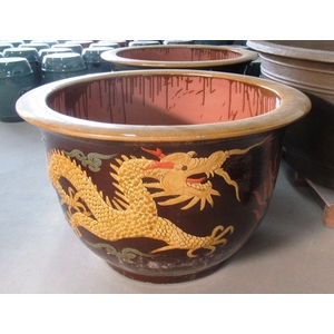 pot round glazed, dragon (92x60)