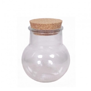 Glas Bolvaas+kurk d08/13*13.5cm