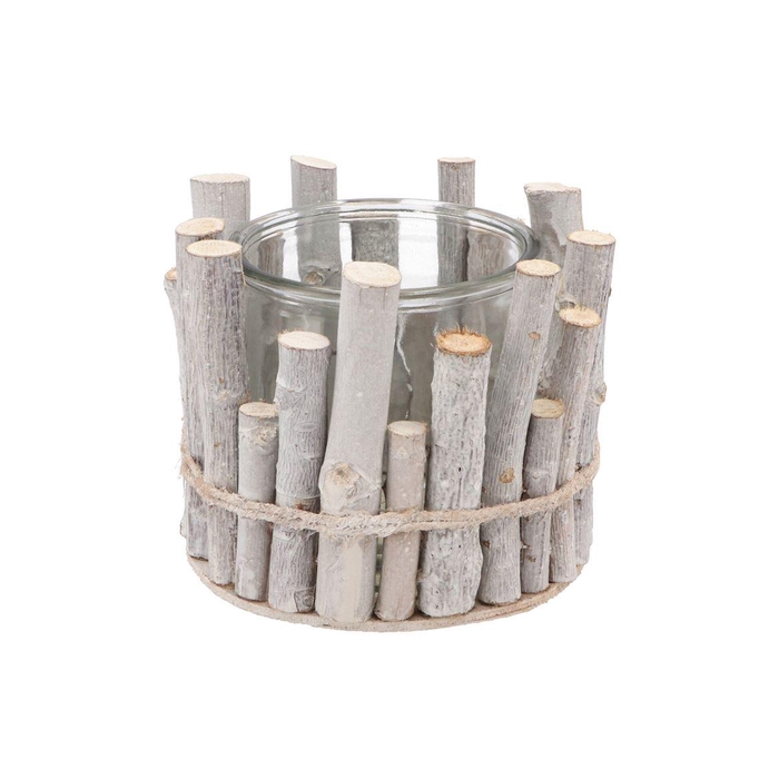 <h4>Nature Birch Branch Whitewash Glass Jar 16x14cm</h4>