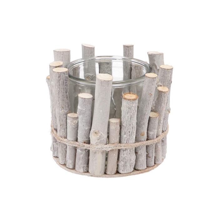 <h4>Nature Birch Branch Whitewash Glass Jar 16x14cm</h4>