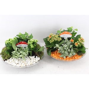 Arr2 Pl - Glas Schaal 27cm - Oranje/wit