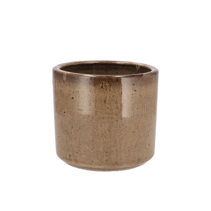 <h4>Javea Cilinder Pot Glazed Taupe 15x14cm</h4>