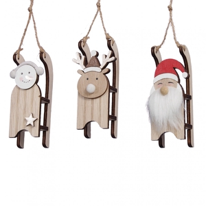 Christmas Hanging sleigh d4*11cm ass.