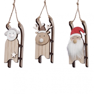 Kerst Hanger slee d4*11cm ass.