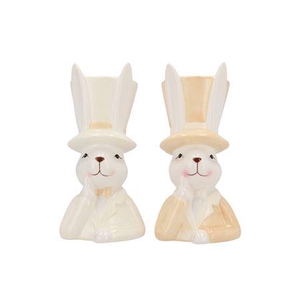 Easter Ceramic Natural Brown Mix Bunny Hat Ass 12x