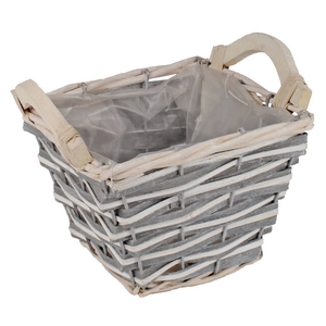 Basket Baku chipwood 16.5x16.5x12cm grey