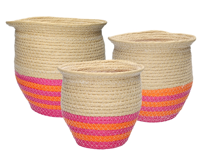 <h4>DF06-730243300 - Set/3 Basket Amina d23xh23 fuchsia/orange</h4>