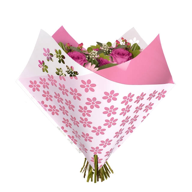 <h4>Sleeves 35x35cm OPP40 Oblique Clear Flower pink</h4>