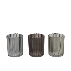 Roman Black Mix Glass Candle Holder Ass 8x8x10cm Nm
