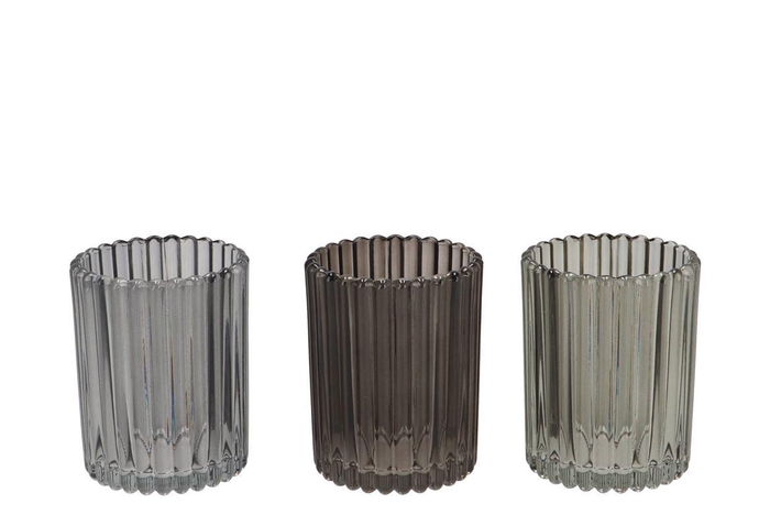 <h4>Roman Black Mix Glass Candle Holder Ass 8x8x10cm Nm</h4>