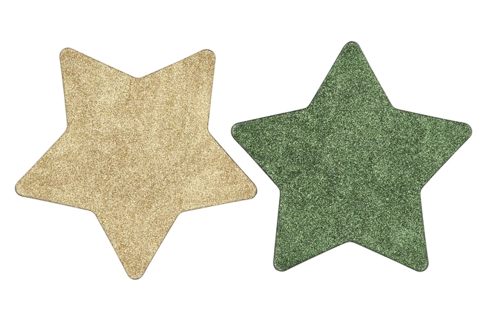 Melamine Shine Olive Green/gold Plate Star 28x28x1cm