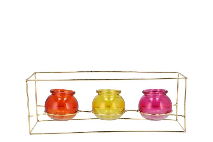 <h4>Polly Dutch Orange Mix Metal Rack 3 Glass Ass 35x11x13cm</h4>