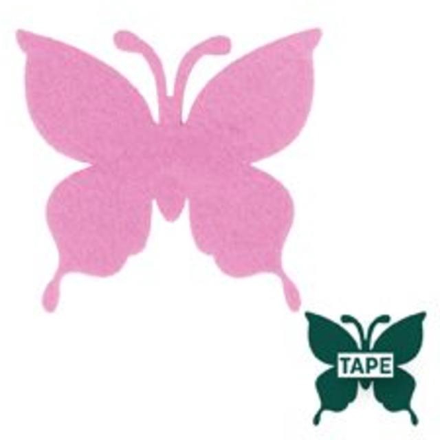 Butterfly felt 8x8,5cm + tape pink