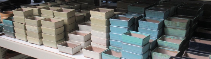 <h4>Bonsai pot green, beige or blue, glazed (10x7x4)</h4>