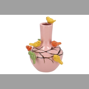 Bird Pink Light Vase Tube 26x33cm Nm
