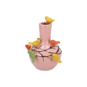 Bird Pink Light Vase Tube 26x33cm Nm