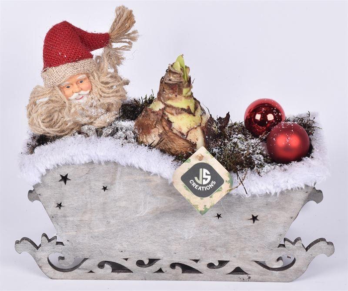 <h4>Hout arreslee met bontje 30x12cm</h4>