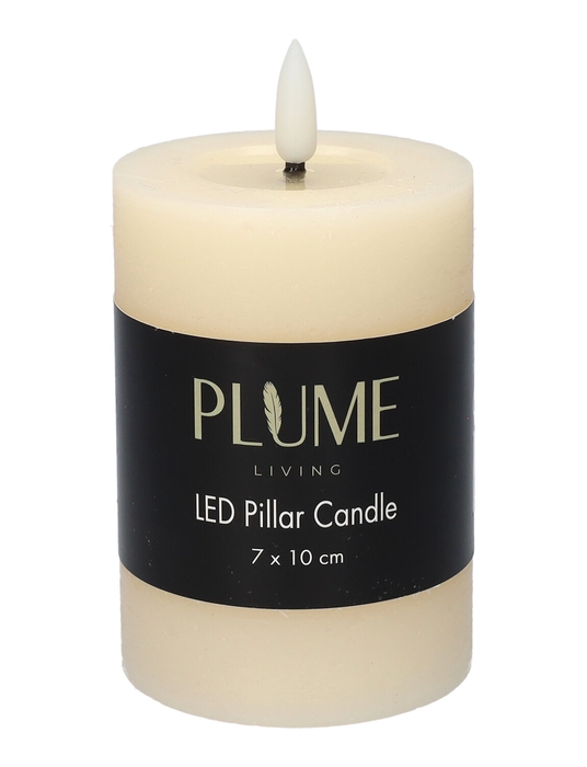 <h4>DF-730467000 - Pillar LED candle Lumina1 RC d7xh10 rustic beige</h4>